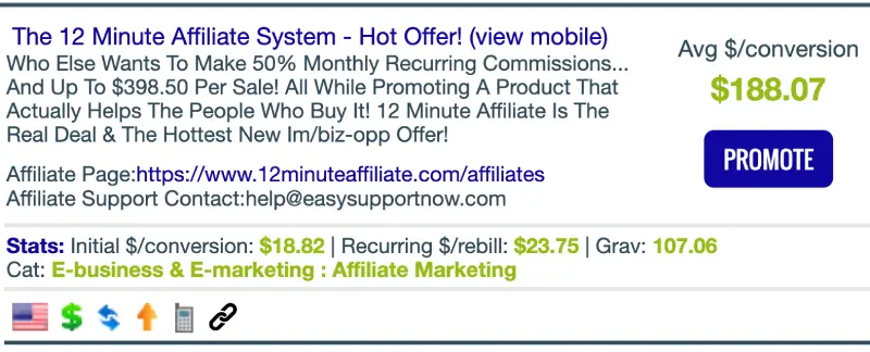 12 minute affiliate - Best ClickBank Products in Make Money Online Niche